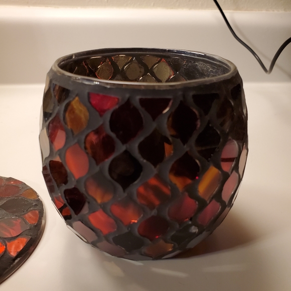 Candle set in red and goltones - Picture 6 of 8